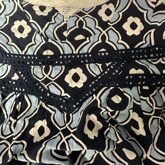 Crown & Ivy Blue and Black Geometric Blouse - Picture 9 of 11